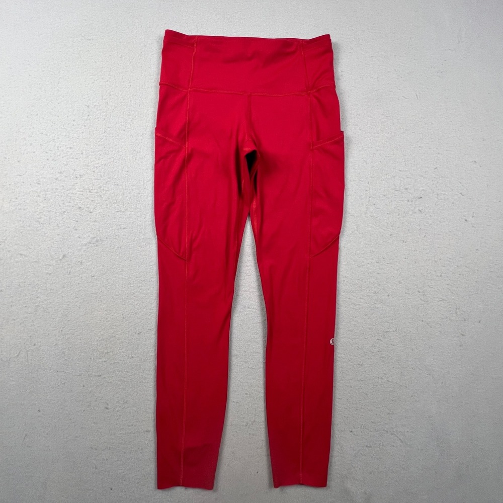 Lululemon Leggings Womens 6 Red High Rise Side Pockets Fast and Free Tight Yoga